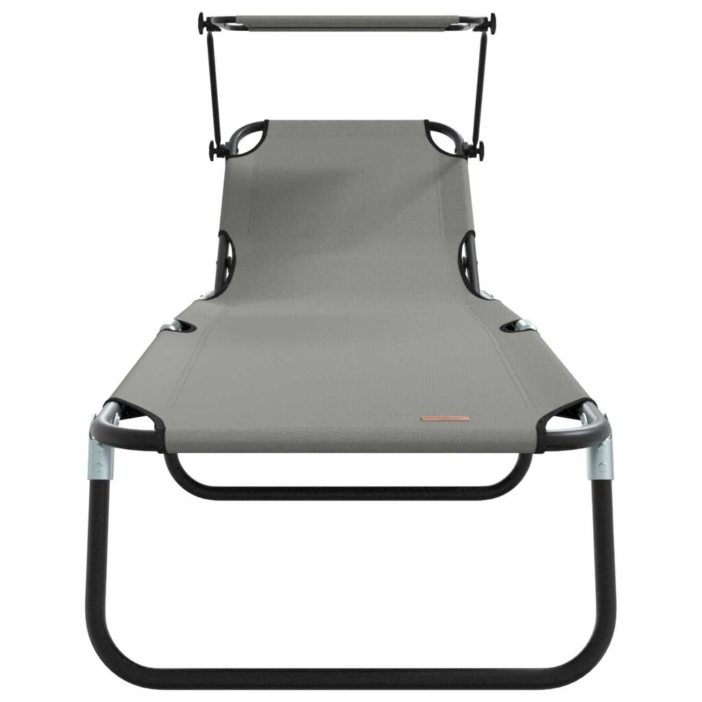 vidaXL Πτυσσόμενη ξαπλώστρα με μαξιλάρι Γκρι 56 x 190 x 81εκ ύφασμα