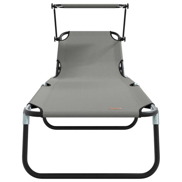 vidaXL Πτυσσόμενη ξαπλώστρα με μαξιλάρι Γκρι 56 x 190 x 81εκ ύφασμα