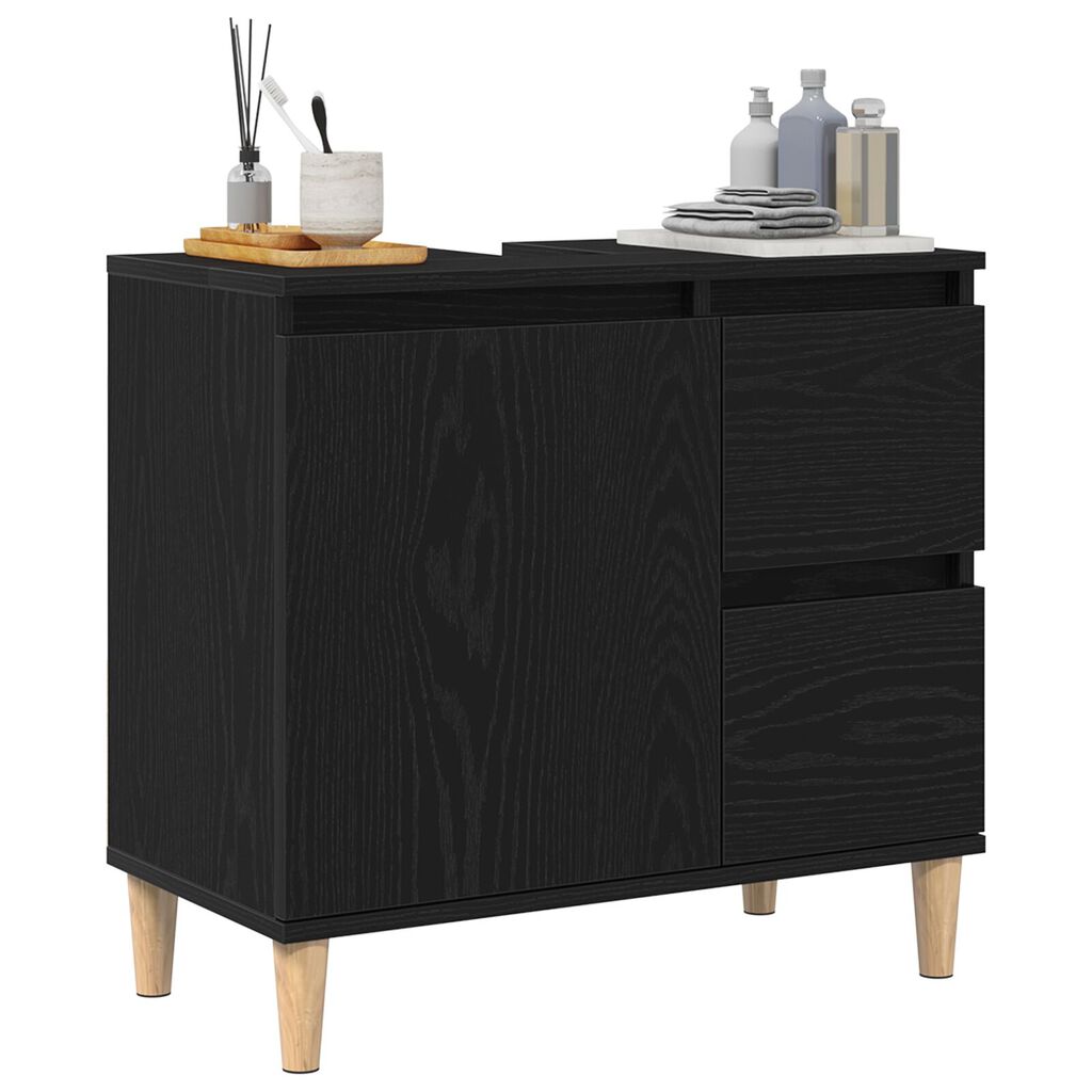 vidaXL Ντουλάπι νεροχύτη Μαύρη Δρυς 65x33x60 εκ Επεξεργασμένο ξύλο