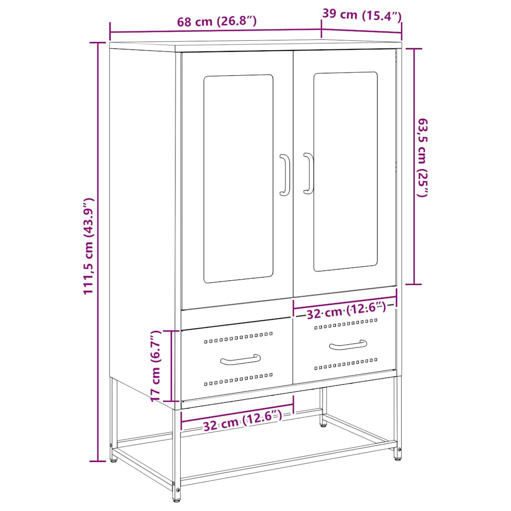 vidaXL Ντουλάπι Ανθρακί 68x39x111,5 εκ. από Χάλυβα