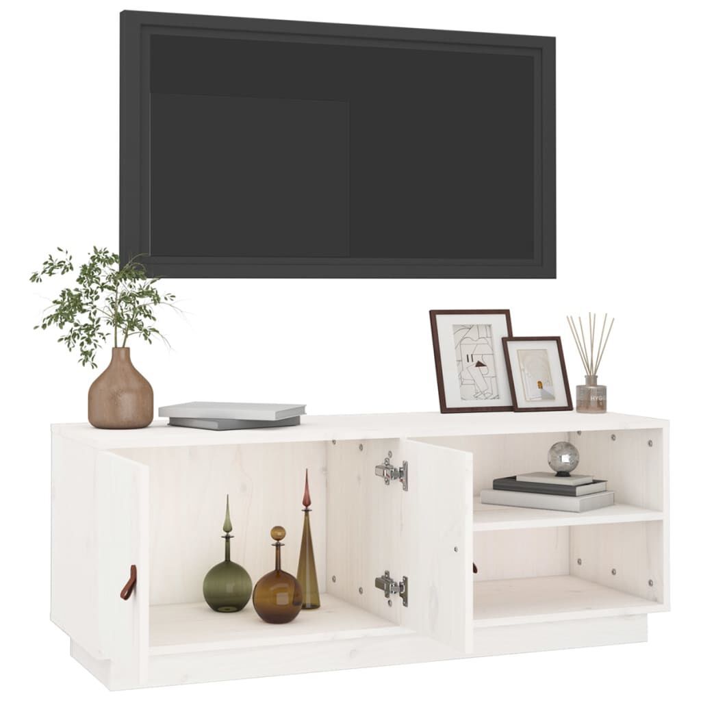 vidaXL Έπιπλο Τηλεόρασης Λευκό 105x34x40 εκ. από Μασίφ Ξύλο Πεύκου