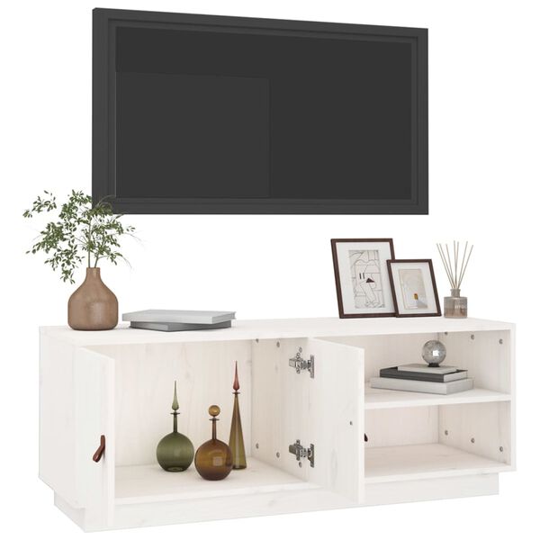 vidaXL Έπιπλο Τηλεόρασης Λευκό 105x34x40 εκ. από Μασίφ Ξύλο Πεύκου