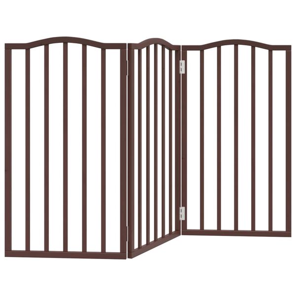 vidaXL Πύλη σκύλου πτυσσόμενη 3 πάνελ καφέ δρυς 150 cm ξύλο λεύκας