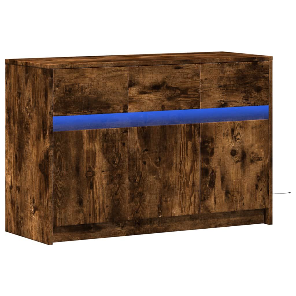 vidaXL Έπιπλο Τηλεόρασης με LED Καπνιστή Δρυς 91x34x61 εκ. Επεξ. Ξύλο