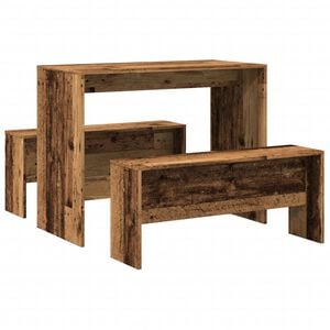 vidaXL Σετ Τραπεζαρίας με Πάγκο Όψη Παλαιού Ξύλου Επεξεργασμένο Ξύλο