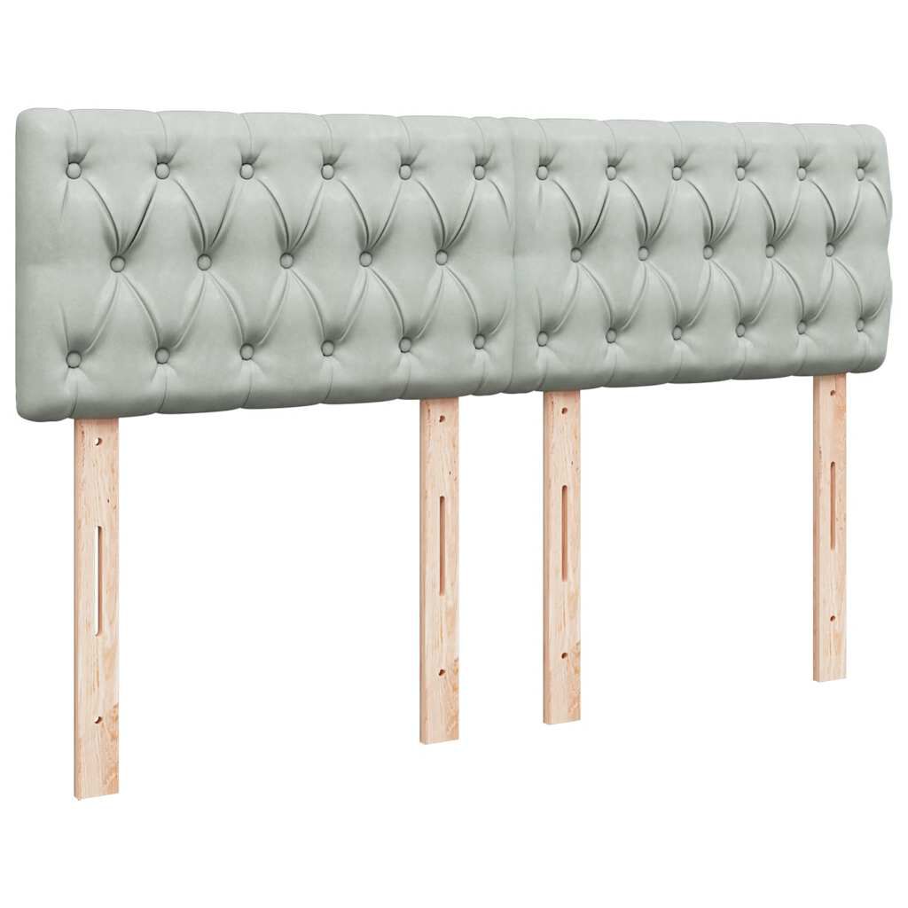 vidaXL Κρεβάτι Boxspring με Στρώμα Ανοιχτό Γκρι 140x190 εκ. Βελούδινο