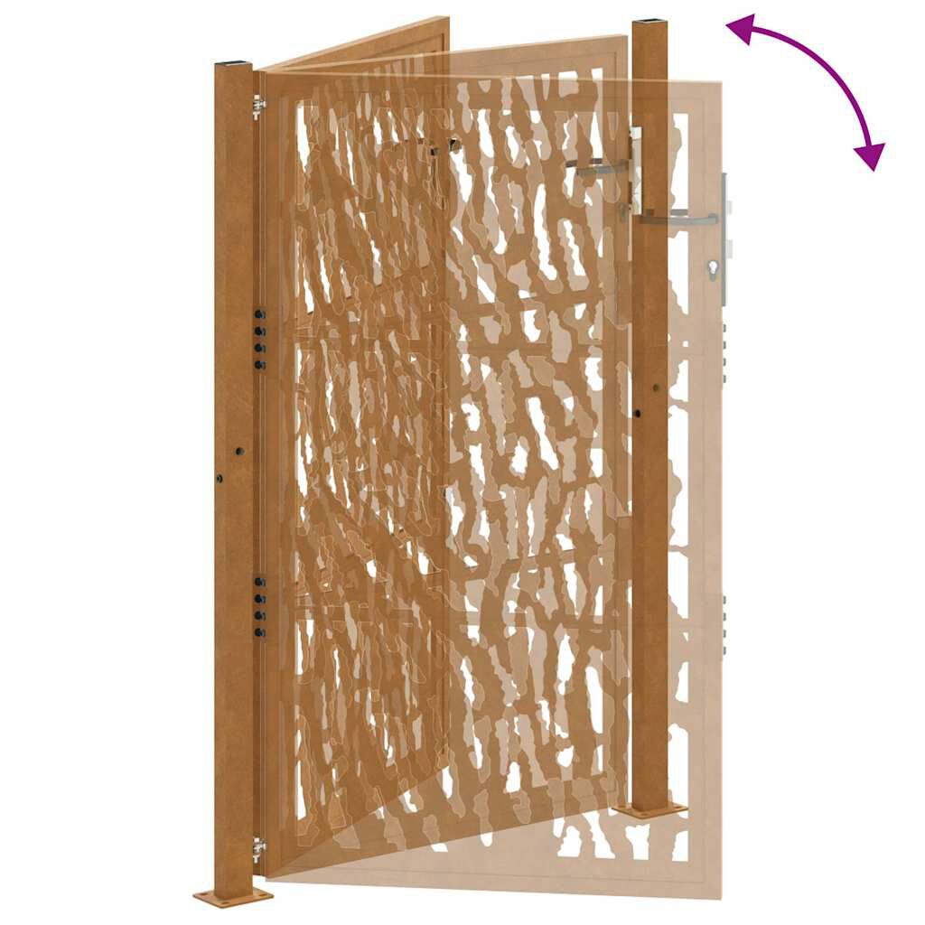 vidaXL Πύλη κήπου 105x155 cm από διαβρωμένο χάλυβα με σχέδιο ίχνος