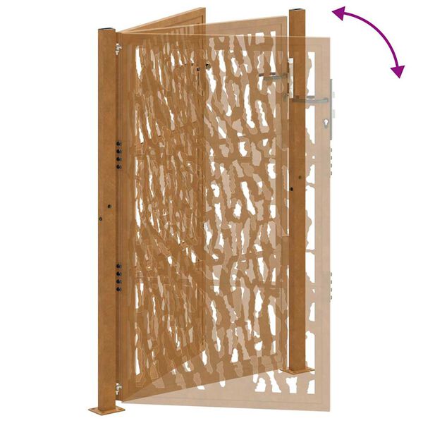 vidaXL Πύλη κήπου 105x155 cm από διαβρωμένο χάλυβα με σχέδιο ίχνος