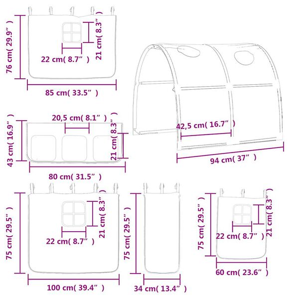 vidaXL Υπερυψ. Κρεβάτι με Τούνελ Ροζ 80 x 200 εκ. Μασίφ Ξύλο Πεύκου