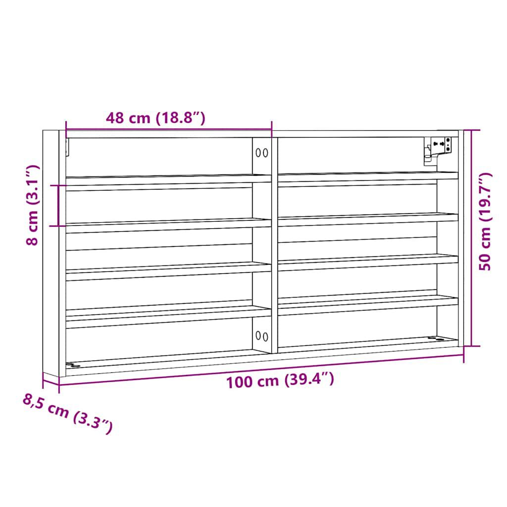 vidaXL Βιτρίνα Καφέ Δρυς 100x8,5x50 εκ. από Επεξεργασμένο Ξύλο