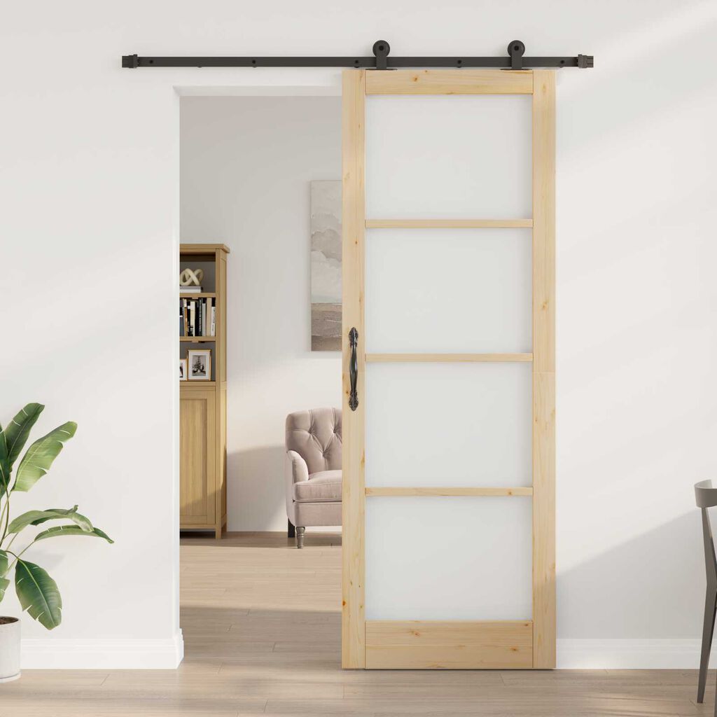 vidaXL Συρόμενη Πόρτα ORKDAL Καφέ 83 x 232 εκ. Ξύλο και μέταλλο