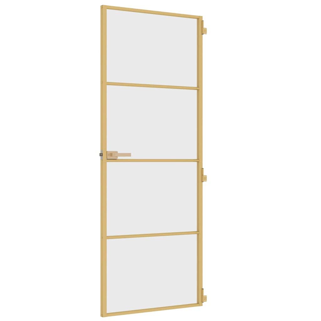 vidaXL Εσωτερική Πόρτα Χρυσή 76 x 201,5 εκ. Ψημένο Γυαλί & Αλουμίνιο