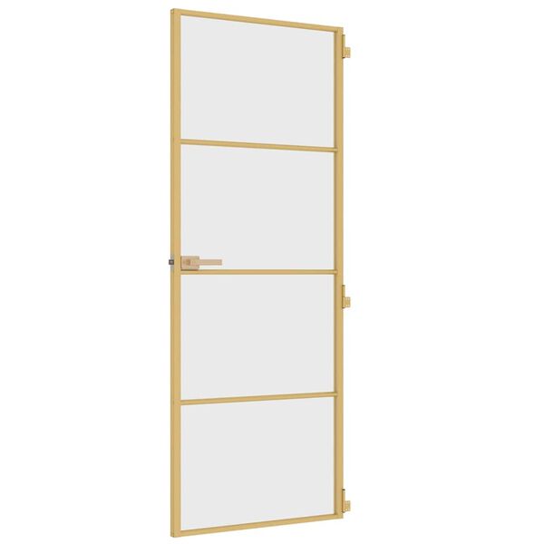 vidaXL Εσωτερική Πόρτα Χρυσή 76 x 201,5 εκ. Ψημένο Γυαλί & Αλουμίνιο