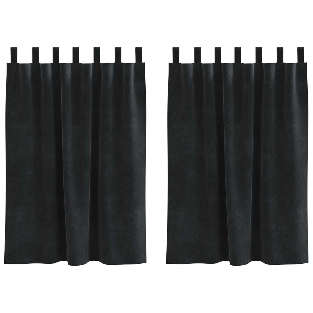 vidaXL Κουρτίνες με κουρτίνες 2 pcs Μαύρο 140 x 140 cm Βελούδο