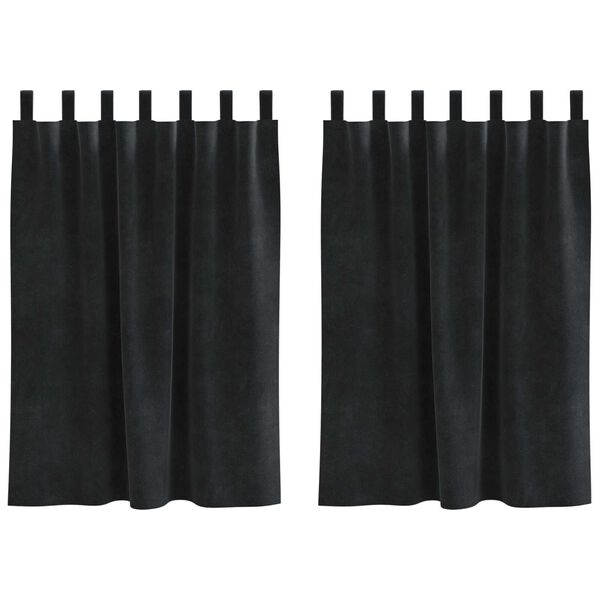 vidaXL Κουρτίνες με κουρτίνες 2 pcs Μαύρο 140 x 140 cm Βελούδο