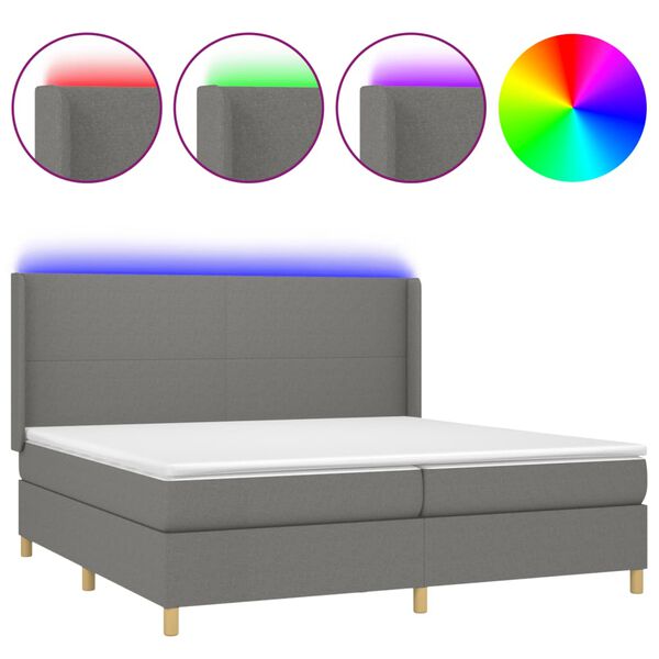 vidaXL &Kappa;&rho;&epsilon;&beta;ά&tau;&iota; Boxspring &mu;&epsilon; &Sigma;&tau;&rho;ώ&mu;&alpha; & LED &Sigma;&kappa;.&Gamma;&kappa;&rho;&iota; 200x200&epsilon;&kappa;. &Upsilon;&phi;&alpha;&sigma;&mu;ά&tau;&iota;&nu;&omicron;