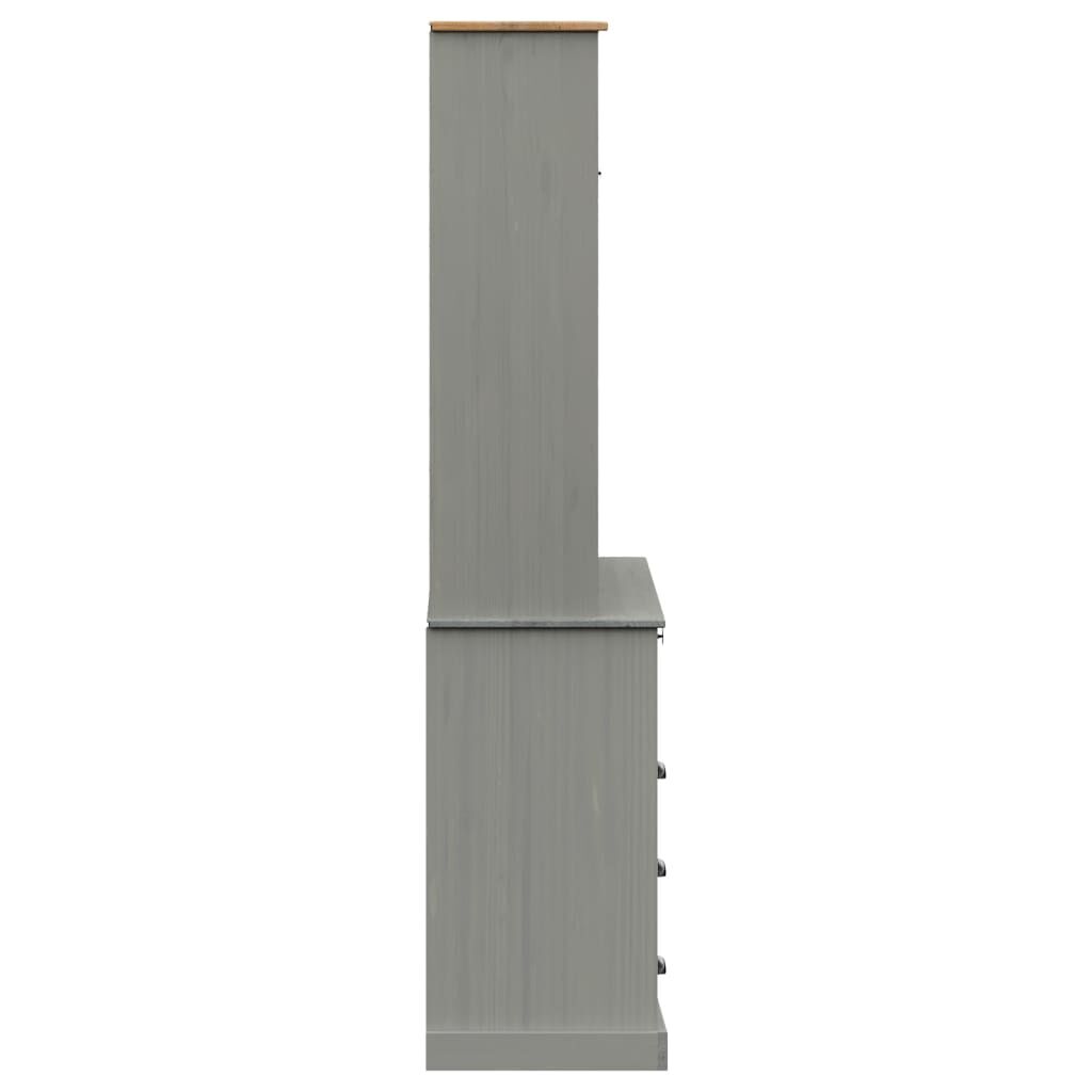 vidaXL Βιτρίνα VIGO Γκρι 80 x 40 x 176 εκ. από Μασίφ Ξύλο Πεύκου