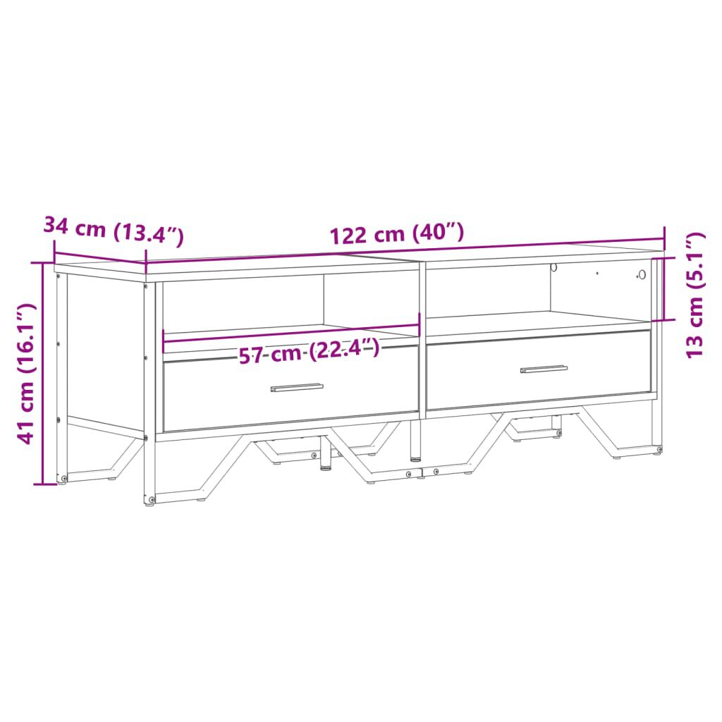 vidaXL Έπιπλο Τηλεόρασης Μαύρο 122 x 34 x 41 εκ. Επεξεργασμένο Ξύλο