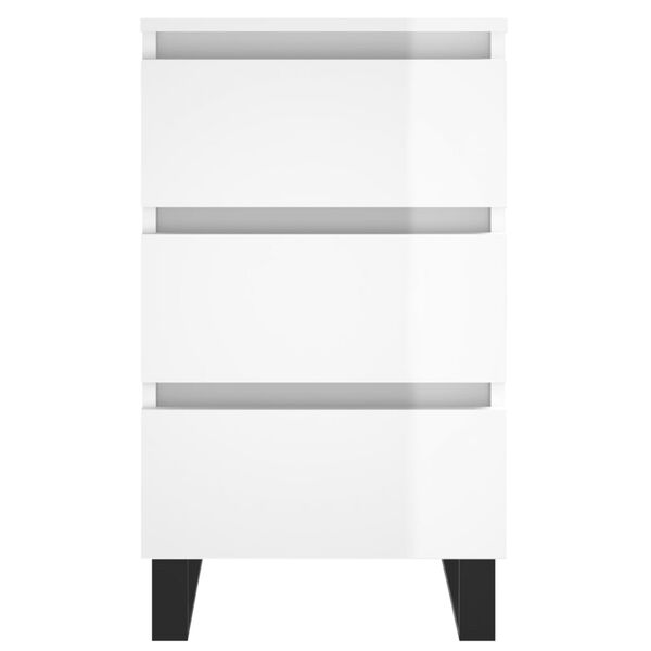vidaXL Κομοδίνα 2 τεμ. Γυαλ. Λευκό 40x35x69 εκ. Επεξεργασμένο Ξύλο