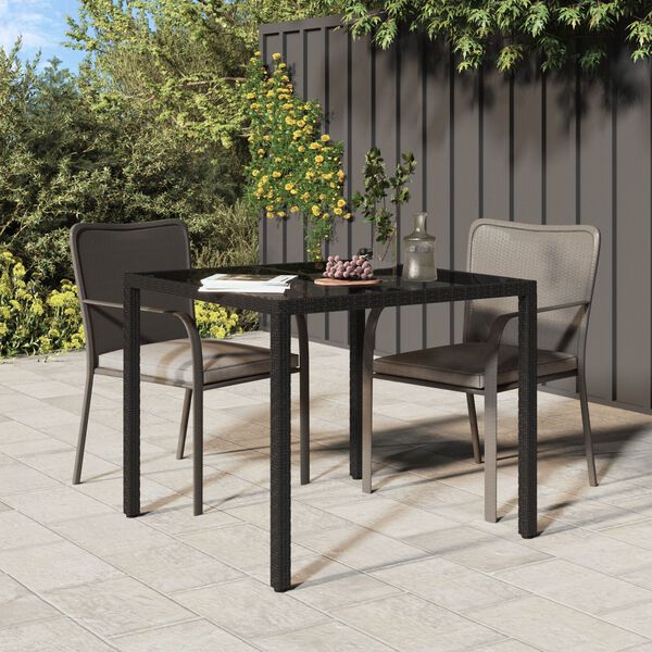 vidaXL Τραπέζι Δείπνου Κήπου Μαύρο 90x90x75 εκ. Συνθετικό Ρατάν