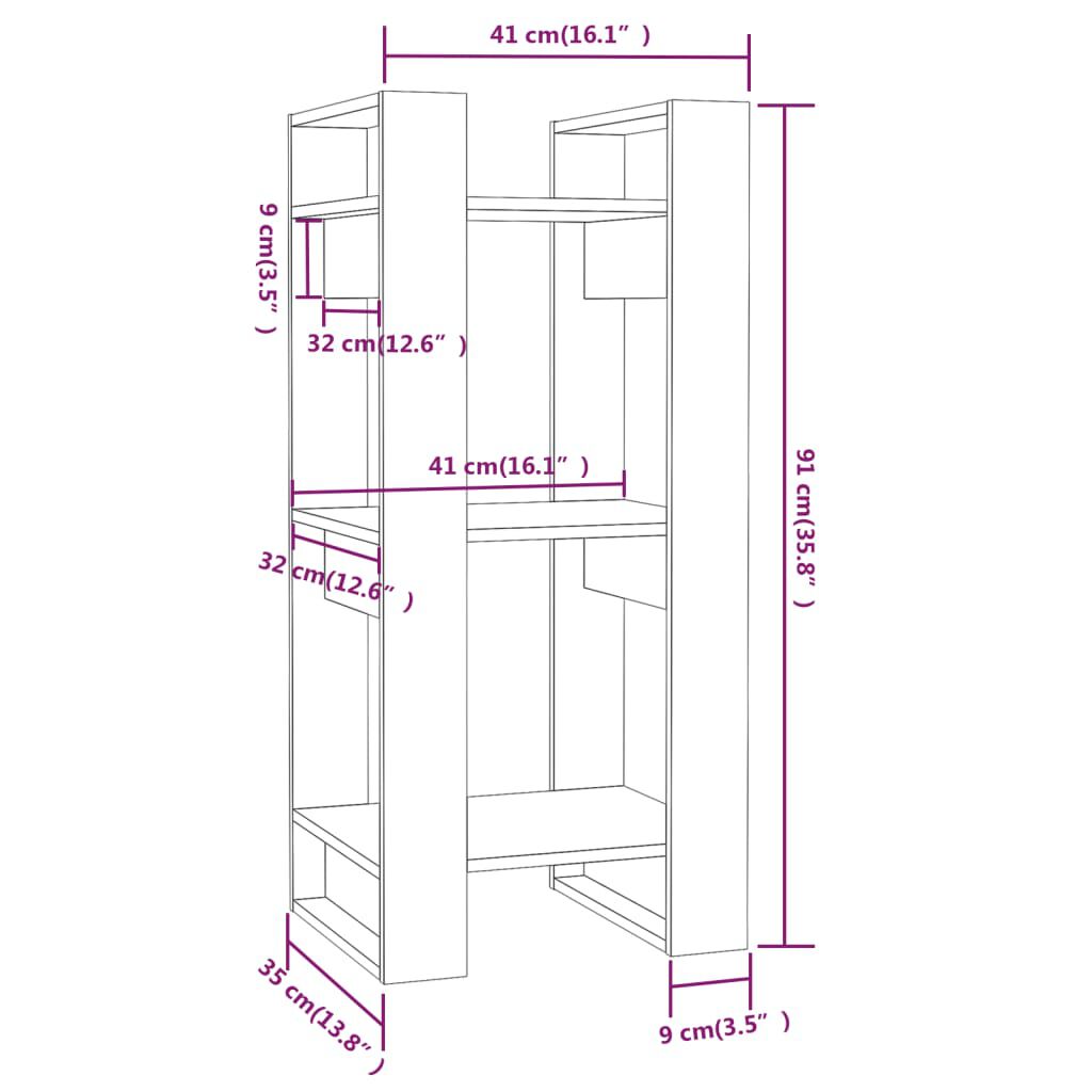 vidaXL Βιβλιοθήκη/Διαχωριστικό Χώρου Γκρι 41x35x91 εκ. Μασίφ Πεύκο