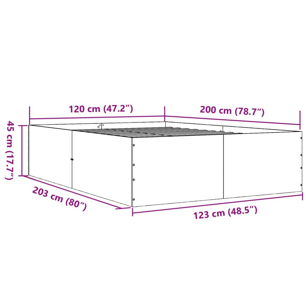vidaXL Πλαίσιο Κρεβατιού Λευκό 120 x 200 εκ. Επεξεργ. Ξύλο