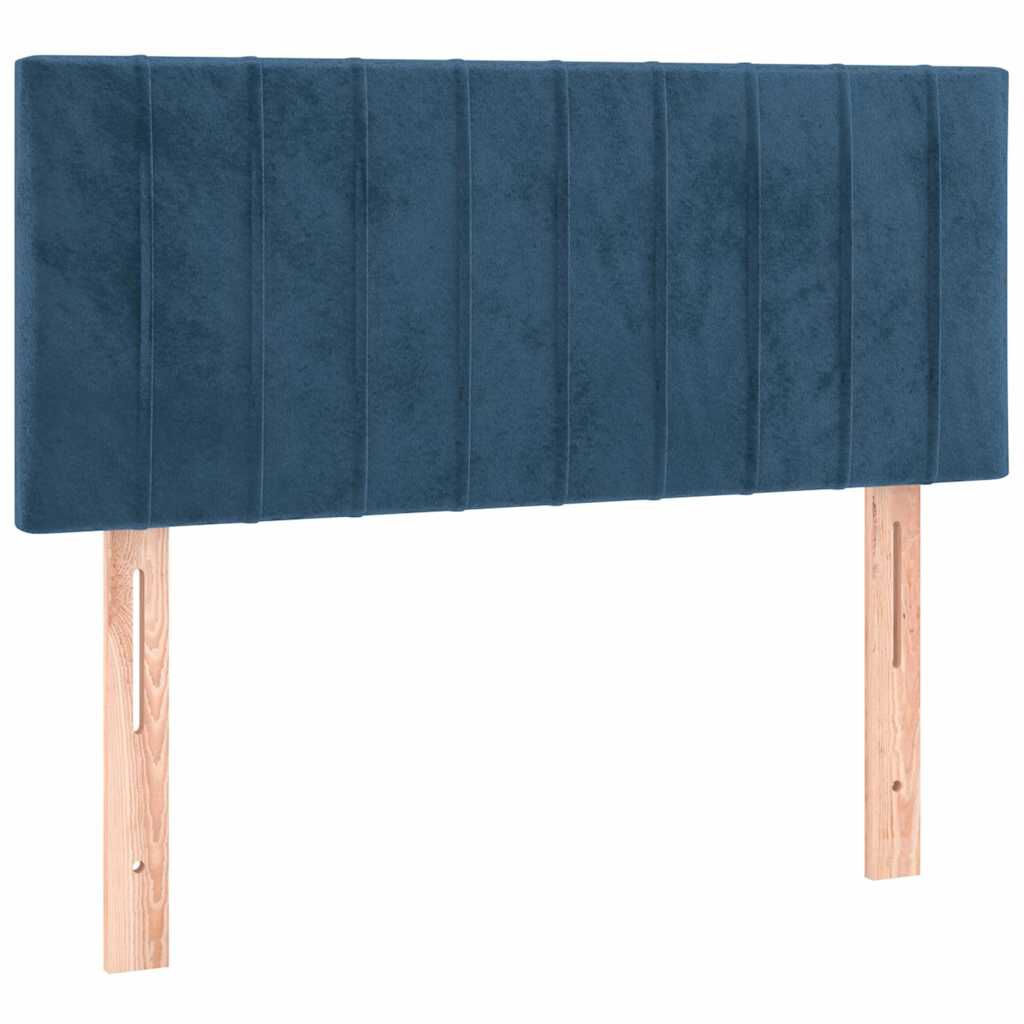 vidaXL Κρεβάτι Boxspring με Στρώμα & LED Σκ. Μπλε 120x190εκ. Βελούδινο