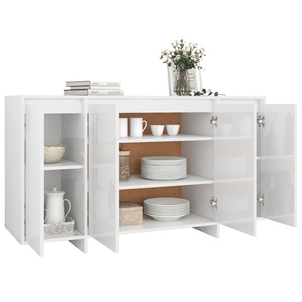 vidaXL Ραφιέρα Γυαλιστερή Λευκή 135x41x75 εκ. από Επεξεργ. Ξύλο