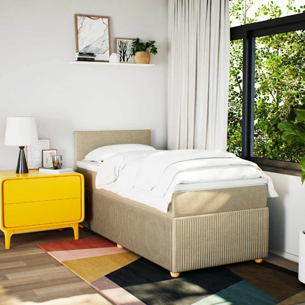 vidaXL Κρεβάτι Boxspring με Στρώμα Κρεμ 80 x 200 εκ. Υφασμάτινο