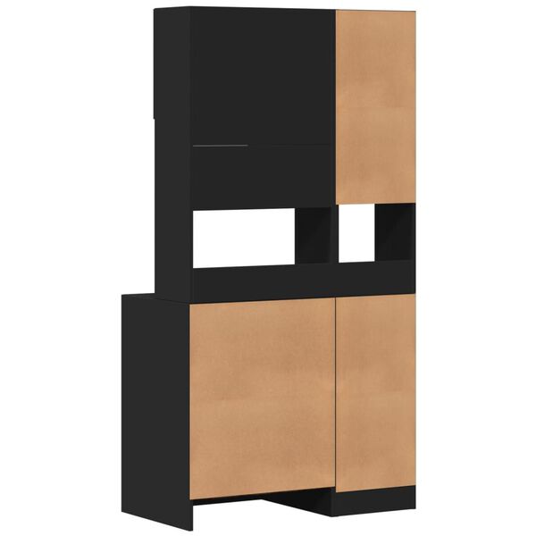 vidaXL Στήλη Κουζίνας Μαύρη 95x50x180 εκ. από Επεξεργασμένο Ξύλο