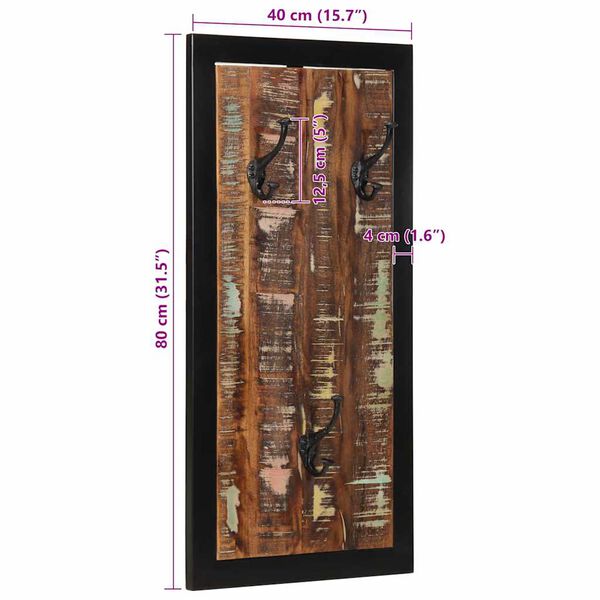 vidaXL Ράφι για παλτά Πολύχρωμο 40x2x80 cm Ξύλο μασίφ αναγεννημένο