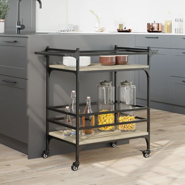 vidaXL Τρόλεϊ Κουζίνας Sonoma Δρυς 82x40x78,5 εκ. Επεξεργασμένο Ξύλο