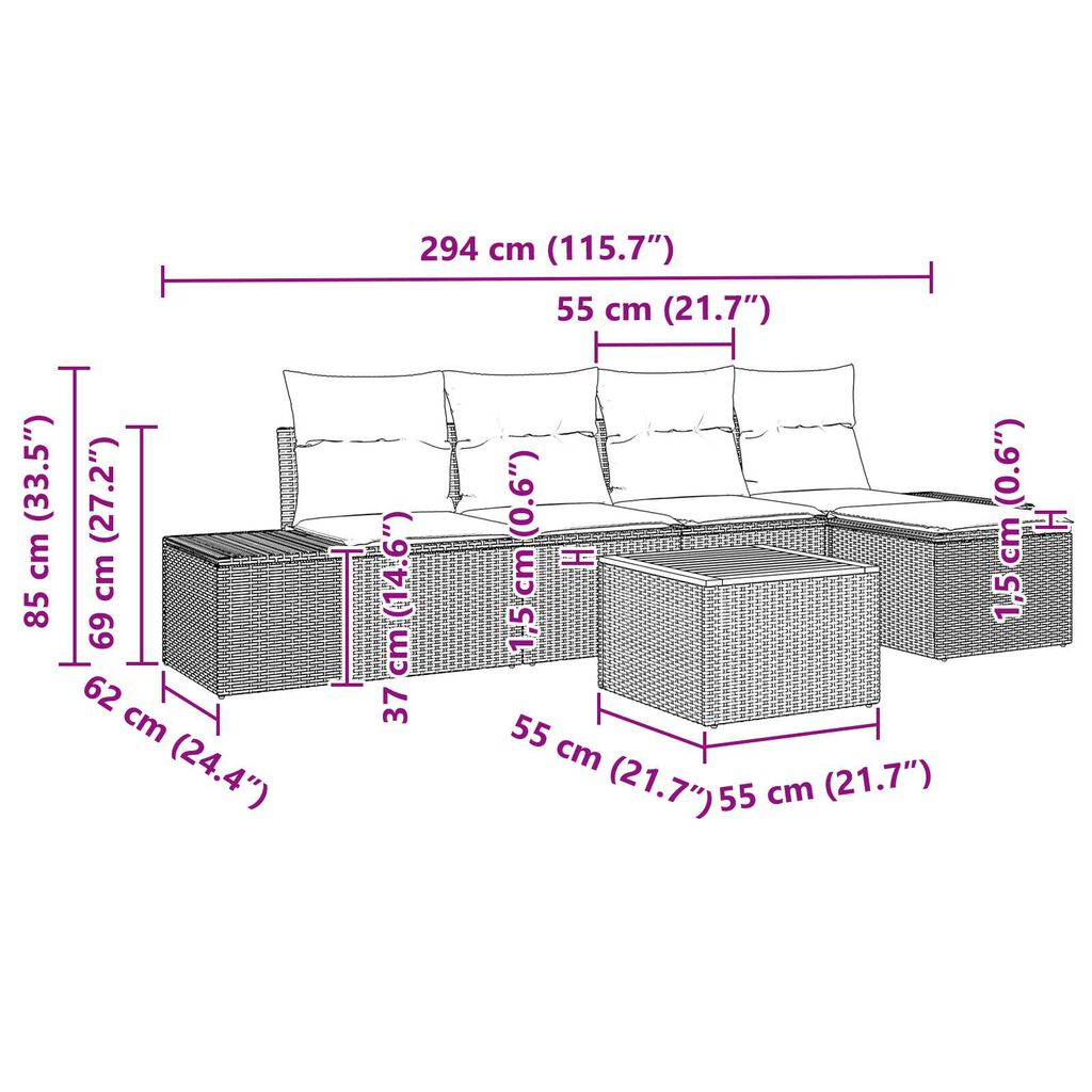 vidaXL Σετ Καναπέ Κήπου 6 pcs μπεζ και ανοιχτό γκρι