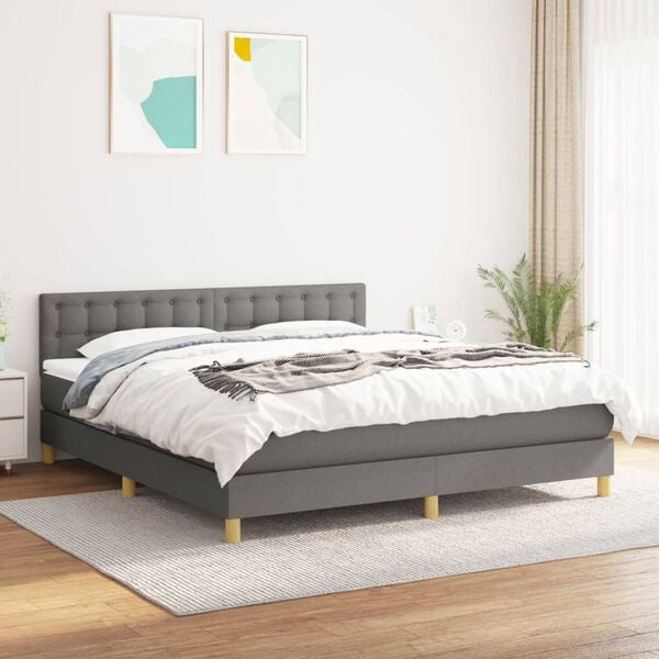 vidaXL &Kappa;&rho;&epsilon;&beta;ά&tau;&iota; Boxspring &mu;&epsilon; &Sigma;&tau;&rho;ώ&mu;&alpha; &Sigma;&kappa;&omicron;ύ&rho;&omicron; &Gamma;&kappa;&rho;&iota; 160x200 &epsilon;&kappa; &Upsilon;&phi;&alpha;&sigma;&mu;ά&tau;&iota;&nu;&omicron;