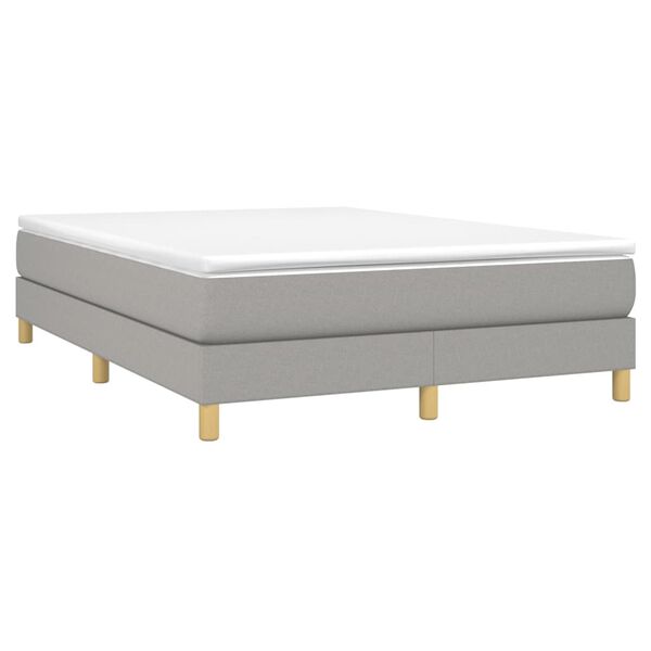 vidaXL Κρεβάτι Boxspring με Στρώμα Ανοιχτό Γκρι 140x200 εκ. Υφασμάτινο