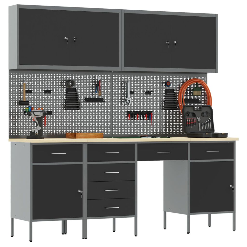 vidaXL Set Εργαλειοθήκης 10 Τεμαχίων Μαύρο Ατσάλι