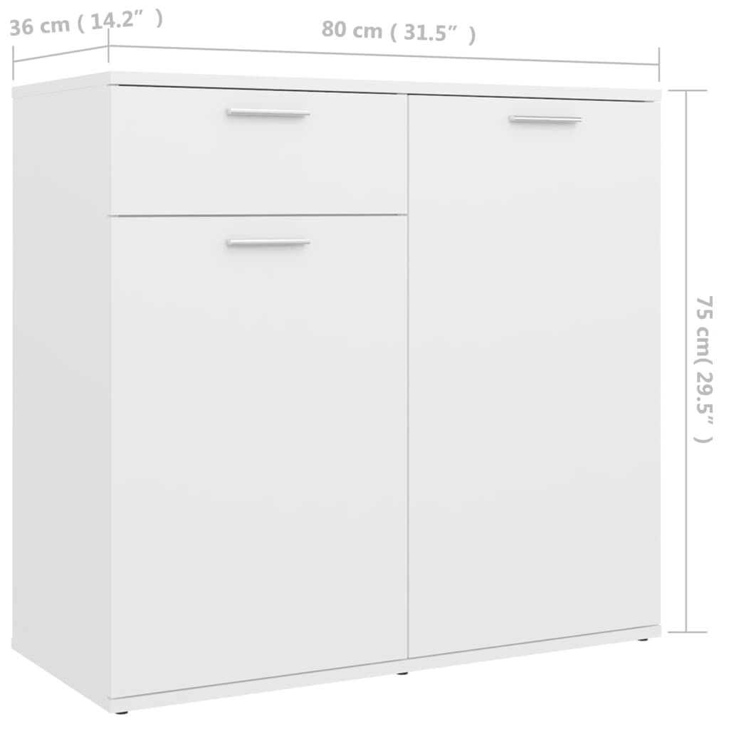 vidaXL Ντουλάπι με Συρτάρι Λευκό 80 x 36 x 75 εκ. από Επεξ. Ξύλο