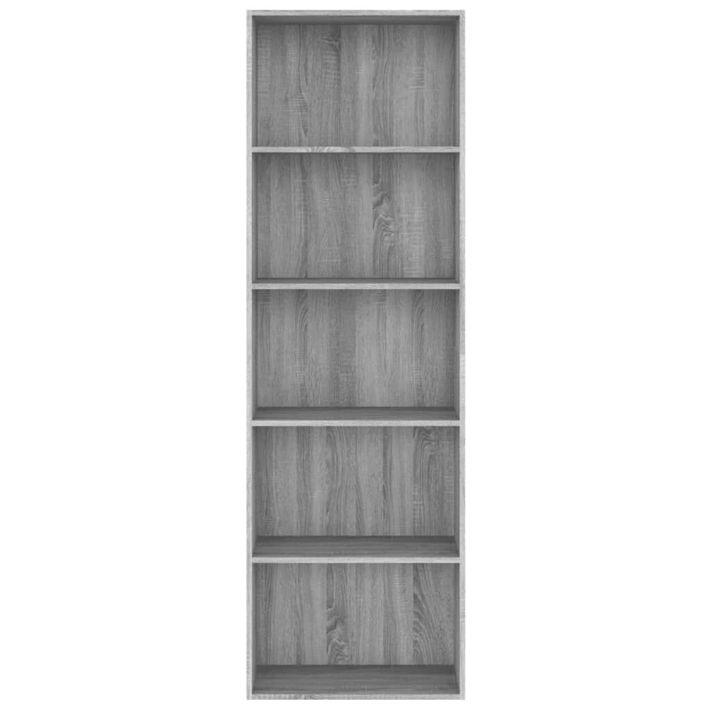 vidaXL Βιβλιοθήκη με 5 Ράφια Γκρι Sonoma 60x30x189 εκ. Επεξεργ. Ξύλο
