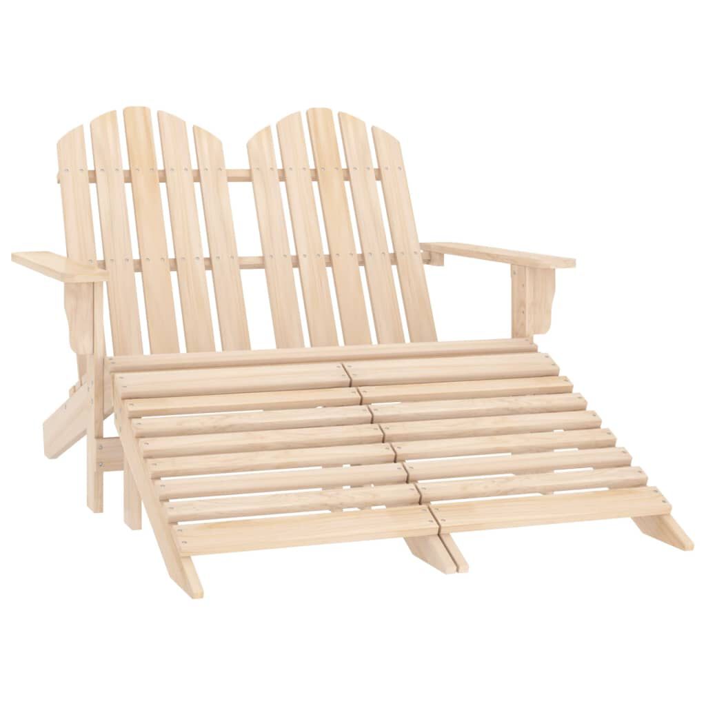 vidaXL Καρέκλα Κήπου Adirondack Διθέσια από Ξύλο Ελάτης & Υποπόδιο