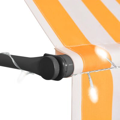 vidaXL Τέντα Συρόμενη Χειροκίνητη με LED Λευκό / Πορτοκαλί 400 εκ.