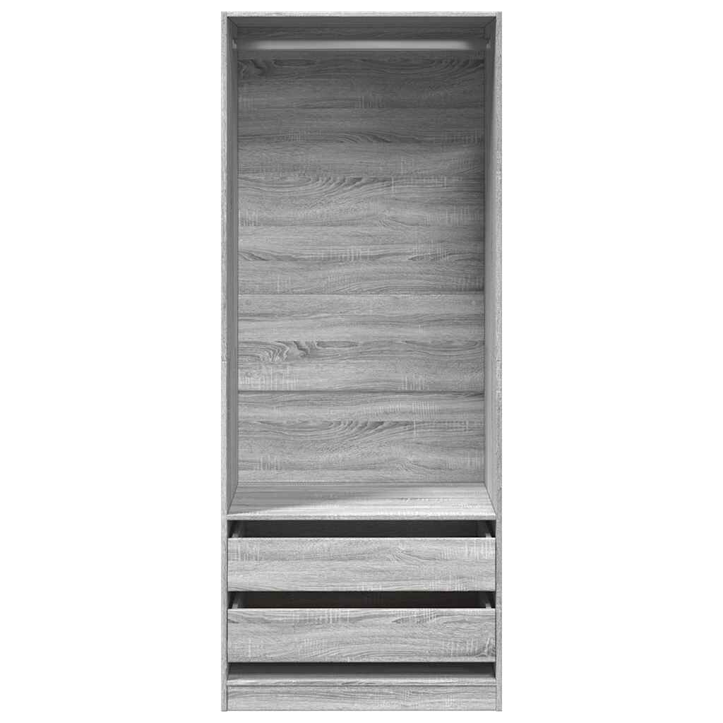 vidaXL Ντουλάπα Γκρι Sonoma 80x50x200 εκ. από Επεξεργασμένο Ξύλο