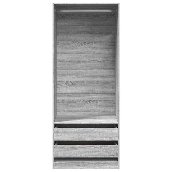 vidaXL Ντουλάπα Γκρι Sonoma 80x50x200 εκ. από Επεξεργασμένο Ξύλο