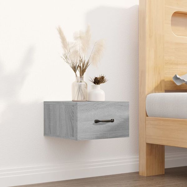 vidaXL Κομοδίνα Επιτοίχια Γκρι Sonoma 35 x 35 x 20 εκ.