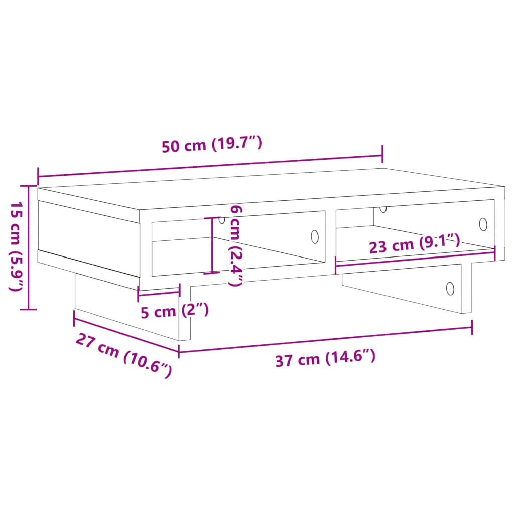 vidaXL Βάση Οθόνης Sonoma Δρυς 50x27x15 εκ. από Επεξεργασμένο Ξύλο