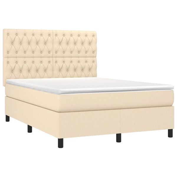vidaXL &Kappa;&rho;&epsilon;&beta;ά&tau;&iota; Boxspring &mu;&epsilon; &Sigma;&tau;&rho;ώ&mu;&alpha; &Kappa;&rho;&epsilon;&mu; 140x200 &epsilon;&kappa;. &Upsilon;&phi;&alpha;&sigma;&mu;ά&tau;&iota;&nu;&omicron;