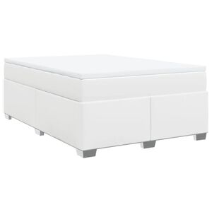 vidaXL Κρεβάτι Boxspring με Στρώμα Λευκό 160x200εκ.από Συνθετικό Δέρμα