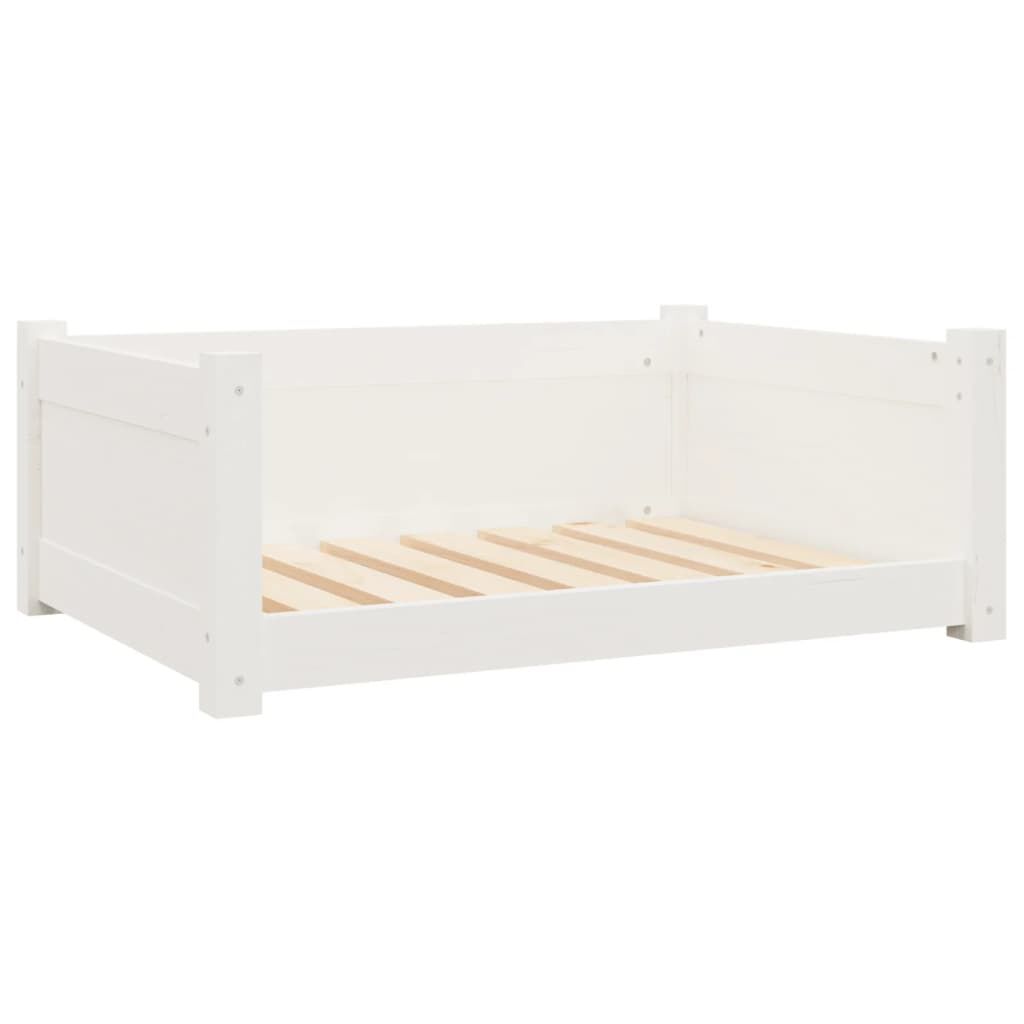 vidaXL Κρεβάτι Σκύλου άσπρο 75,5x55,5x28 εκ. από Μασίφ Ξύλο Πεύκου
