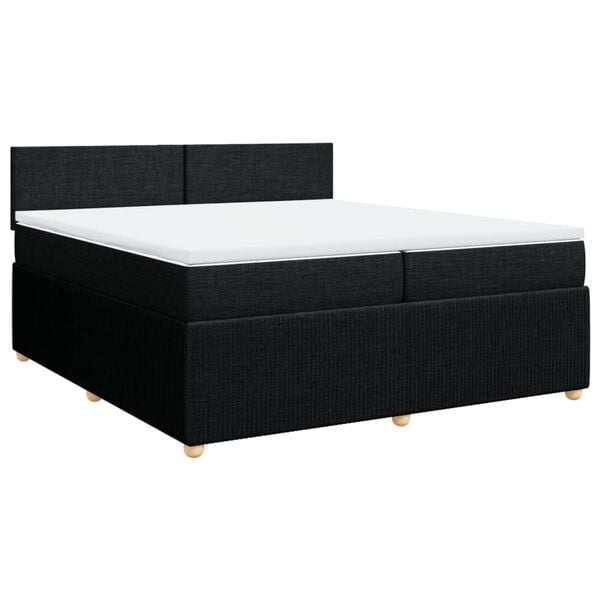 vidaXL Κρεβάτι Boxspring με Στρώμα Μαύρο 200x200 εκ. Υφασμάτινο