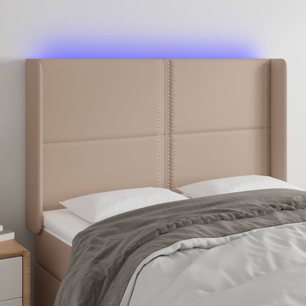 vidaXL Κεφαλάρι Κρεβατιού LED Καπουτσίνο 147x16x118/128 εκ