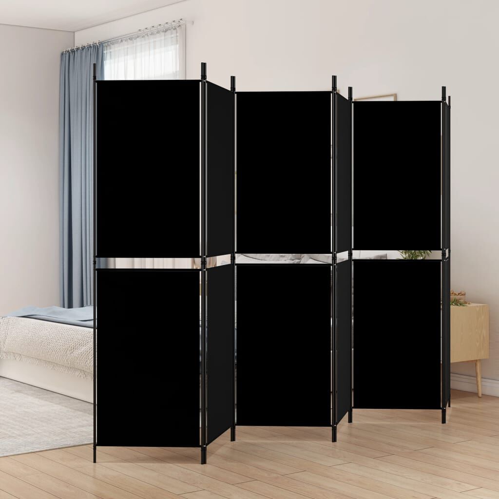vidaXL Διαχωριστικό Δωματίου με 6 Πάνελ Μαύρο 300x180 εκ. από Ύφασμα